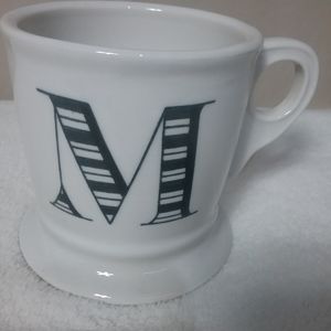 AnthropologieLetter M Initial Monogram Coffee Mug Shaving Cup Style black white